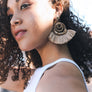Fan Beaded Tassel Drop Earrings - Bold Statement
