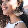 Fan Beaded Tassel Drop Earrings - Bold Statement