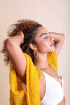 Hexagon Raffia Hoop Earrings - Colorful Design