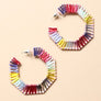 Hexagon Raffia Hoop Earrings - Colorful Design