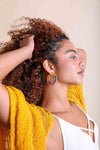 Hexagon Raffia Hoop Earrings - Colorful Design