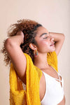 Hexagon Raffia Hoop Earrings - Colorful Design