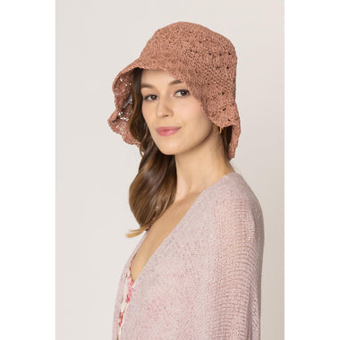 DIONA J STRAW BUCKET HAT ONE SIZE COLOR MINT DARK PINK