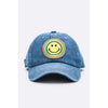 DIONA J RAINBOW SMILEY FACE DENIM CAP COLOR LIGHT DENIM