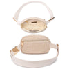 DIONA J WOVEN TEXTURED PATTERN NALA BELT BAG COLOR IVORY