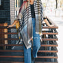 Colorblock & Stripe Ruana With Fringed Edges