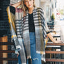 Colorblock & Stripe Ruana With Fringed Edges