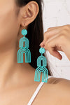 Cutout metal arch drop earrings with color coating