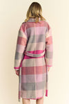 Davi & Dani Tied Color Block Collared Neck Coat