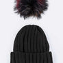 Mix Color Genuine Fur Pom Pom Beanie