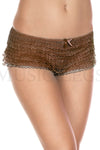 Micro mesh lace ruffle trim tanga shorts