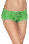 Micro mesh lace ruffle trim tanga shorts