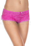 Micro mesh lace ruffle trim tanga shorts