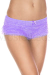 Micro mesh lace ruffle trim tanga shorts
