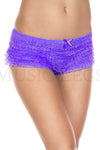 Micro mesh lace ruffle trim tanga shorts