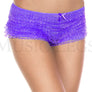 Micro mesh lace ruffle trim tanga shorts
