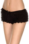 Micro mesh lace ruffle trim tanga shorts