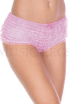 Micro mesh lace ruffle trim tanga shorts
