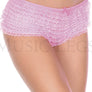 Micro mesh lace ruffle trim tanga shorts