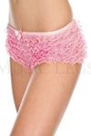 Micro mesh lace ruffle trim tanga shorts