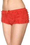 Micro mesh lace ruffle trim tanga shorts