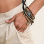 Stone & Bead Layered Charm Bracelet Set