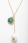 Pearl And Gemstone Pendant Necklace In Gold