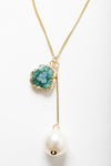 Pearl And Gemstone Pendant Necklace In Gold