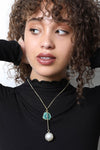 Pearl And Gemstone Pendant Necklace In Gold