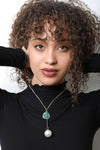 Pearl And Gemstone Pendant Necklace In Gold