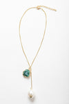 Pearl And Gemstone Pendant Necklace In Gold