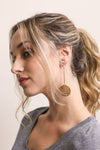 Textured Gold Disc Dangle Drop Earrings