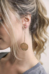 Textured Gold Disc Dangle Drop Earrings