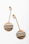 Textured Gold Disc Dangle Drop Earrings