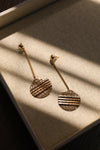 Textured Gold Disc Dangle Drop Earrings