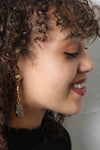 Gold-plated Gemstone Pin Drop Earrings
