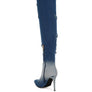Eilish Rhinestones Knee High Denim Boots