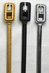 Glossy Skinny Belt - Rectangle Buckle Design