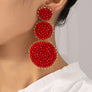GRADUATE THREE GLASS BEAD DISKS DROP EARRINGS