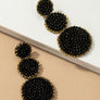 GRADUATE THREE GLASS BEAD DISKS DROP EARRINGS
