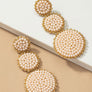 GRADUATE THREE GLASS BEAD DISKS DROP EARRINGS