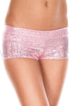 Metallic pink square pattern booty shorts