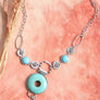 Eyelet Turquoise Necklace With Silver Chain