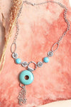 Eyelet Turquoise Necklace With Silver Chain