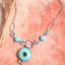 Eyelet Turquoise Necklace With Silver Chain