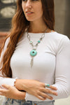 Eyelet Turquoise Necklace With Silver Chain