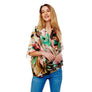 DIONA J FLORAL PRINTED SILKY KIMONO ONE SIZE COLOR BEIGE