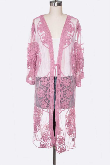 Lace Embroidered Iconic Long Cardigan
