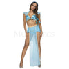 Exotic Blue Princess Stylish Halloween Cosplay Women's Costume Set Size XL