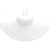 Chunky Faux Pearls Choker Collar Necklace Set